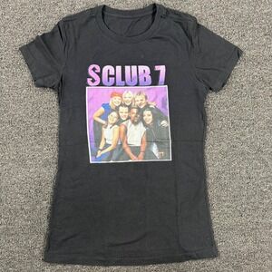 SCUB7 S Club 7 Graphic T Shirt Black Pop Band 90s 2000s Y2K junior Small